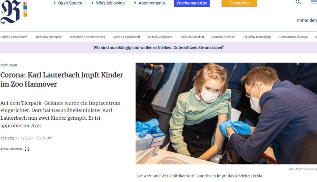 Weiter sagte der Minister, er sei als Impfarzt davon überzeugt, „dass Kinder, die sich selbst impfen lassen wollen, mit dem Einverständnis ihrer Eltern, sich selbst einen Gefallen tun, aber auch der Gesellschaft.“ Lauterbach hatte vor seiner Zeit als Bundesminister im Frühjahr etwa im Impfzentrum Leverkusen geholfen.