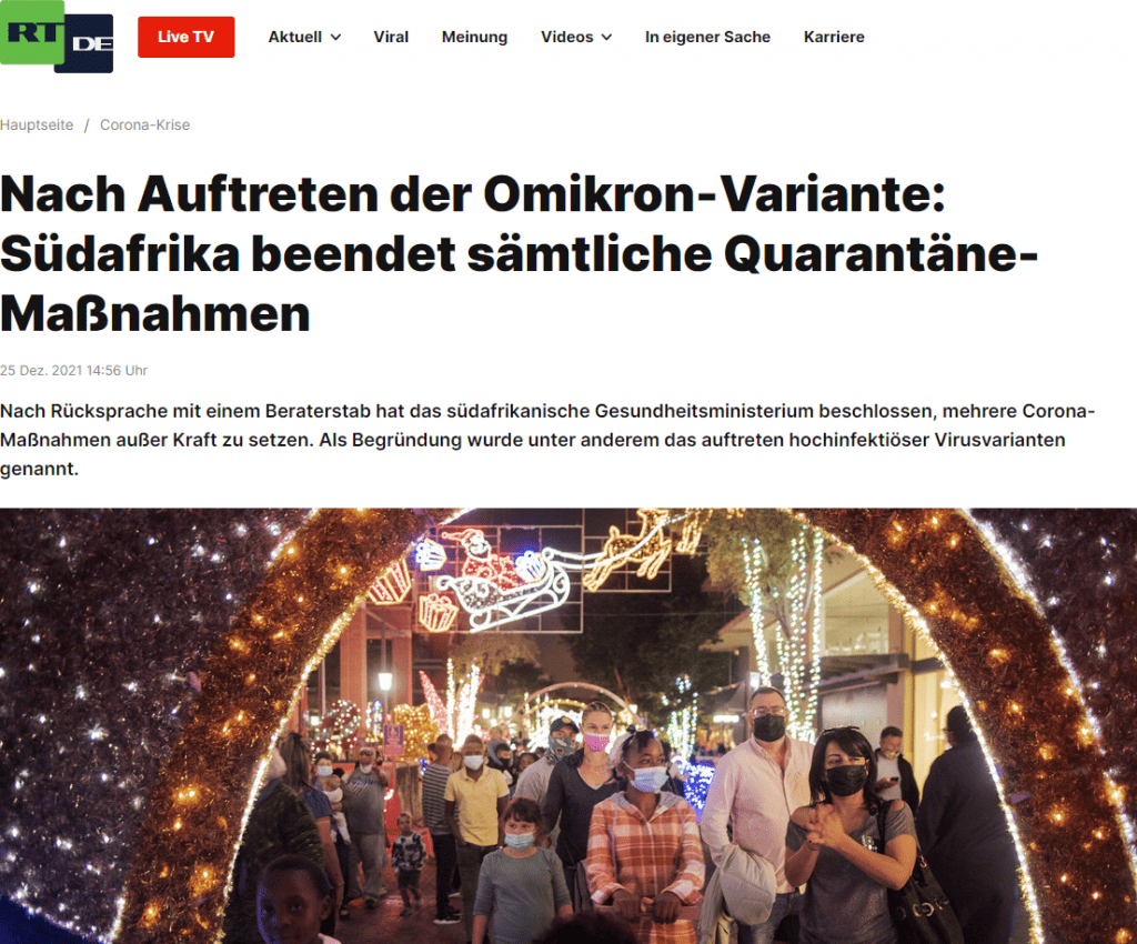 Personen mit positiven Corona-Test aber ohne Symptome würden laut einer Erklärung des Ministeriums nicht mehr verpflichtet, sich selbst zu isolieren. Sie sollen sich aber über einen Zeitraum von einer Woche weiter beobachten.
Es bestehe auch nicht länger die Plicht zur Vorlage eines negativen Corona-Tests vor der Wiederaufnahme einer Arbeitstätigkeit nach einem Isolationszeitraum von acht Tagen. Alle Infizierten sollen nach acht bis zehn Tagen ohne Vorlage eines Tests zur Arbeit zurückkehren können.
Die Rücknahme der restriktiven Maßnahmen sei nach Absprache mit den wissenschaftlichen Beratern des Ministeriums getroffen worden. Diese hätten erklärt, dass die Maßnahmen inzwischen keine große Wirkung mehr entfalten würden, wie der stellvertretende Gesundheitsminister Sibongiseni Dholomo erklärte. Es betonte jedoch, dass andre Corona-Maßnahmen wie das Social Distancing und das Maskentragen beibehalten würden.
Bei der Entscheidungsfindung habe man unter anderem die Ausbreitung von hochinfektiösen Varianten wie Omikron, den mit 60 Prozent hohen Anteil der Bevölkerung, der durch von Impfung oder vorherige Infektion geschützt sei, und neue Informationen über eine hohe Anzahl von asymptomatischen Fälle berücksichtigt, ebenso wie die niedrige Anzahl symptomatischer Krankheitsverläufe.
Bei seiner Weihnachtsansprache erklärte der stellvertretende Präsident Südafrikas David Mabuza, dass das Land Erfolge im Kampf gegen die Pandemie vorweisen könne und rief die Bevölkerung auf, sich weiter impfen zu lassen:
"Wir sind der Wiedererlangung unseres normalen Lebens und unserer Freiheiten ein Stück näher gekommen."
Derzeit hat Südafrika eine Sieben-Tages-Inzidenz von 194,2 (zum Vergleich Deutschland: 242,9 - Stand 25. Dezember 2021). Bei knapp 60 Millionen Einwohnern wurden am 25. Dezember 18.847 neue positive Corona-Befunde gezählt. In den letzten sieben Tagen waren es 116.580 positive Corona-Befunde.
In diesem Zeitraum wurden 446 Todesfälle im Zusammenhang mit dem Corona-Virus gezählt (Zahlen von der Johns Hopkins University). Die Tendenz ist trotz des Auftretens der neuen Variante im Schnitt in den letzten zwei Wochen fallend. Die Todesfälle, die mit dem Corona-Virus korreliert werden, liegen weit unterhalb der Zahlen von August und September.
Anders als in Südafrika dient das Auftreten der neuen Virus-Variante in europäischen Ländern wie der Bundesrepublik Deutschland als Begründung für die Verschärfung von Corona-Maßnahmen.